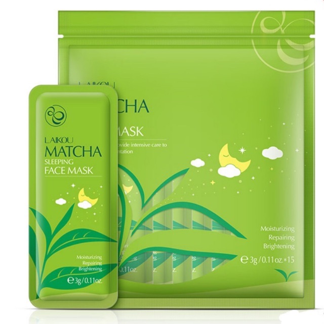 Bịch 15 gói mặt nạ ngủ Matcha Laikou trà xanh nội địa trung