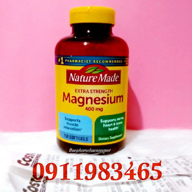 Magnesium Nature Made 400mg 150 Viên Bổ Sung Vitamin Magie Cam Kết Chính Hãng