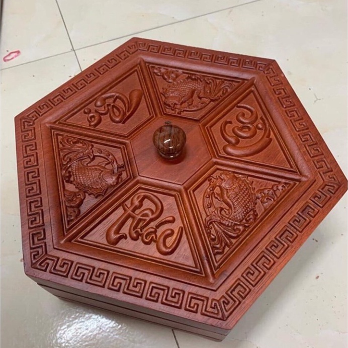 KHAY ĐỰNG BÁNH MỨT KẸO GỖ HƯƠNG NAM PHI CHUẨN - CHẠM KHẮC PHÚC LỘC THỌ LOẠI LỚN ( ẢNH THẬT) - TƯ VẤN MIỄN PHÍ