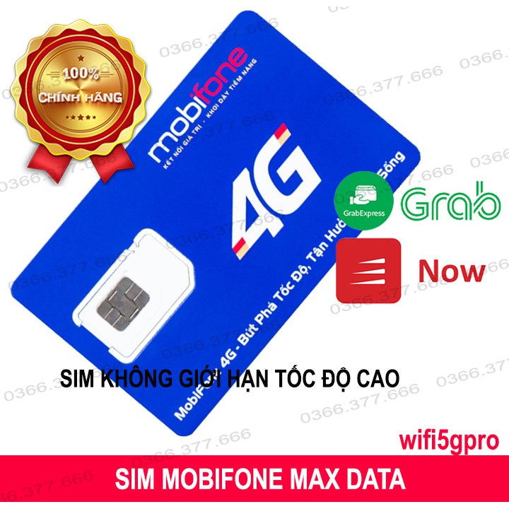 SIM 4G Mobifone Max Băng Thông(không giới hạn tốc độ cao).