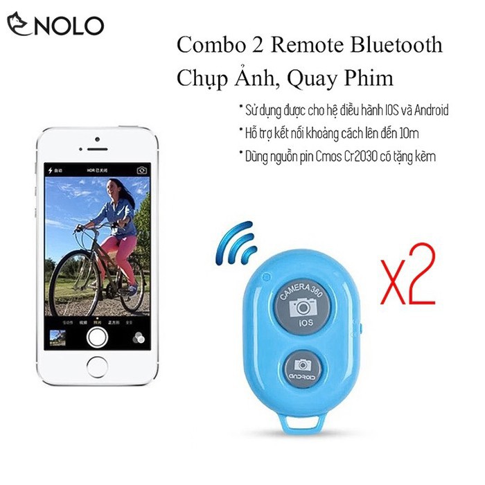 Combo 2 Remote Chụp Hình Selfie Quay Phim Bluetooth 2.0 AB Shutter3 Dùng Cho Cả Android Và IOS Dùng Pin Cmos CR2030