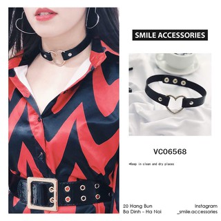 SMILE - Choker dây da móc hình tim - P512
