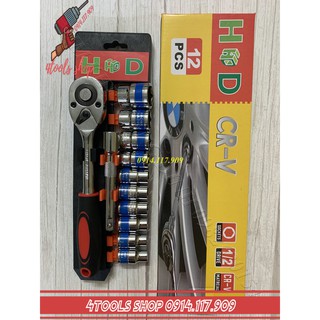 Bộ tuýp khẩu 12 chi tiết ½” cần tự động cán bọc kèm nỗi khẩu hd