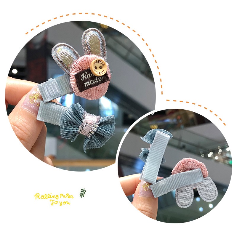 Set 4 kẹp tóc bằng vải handmade cho bé nhỏ xinh BE11