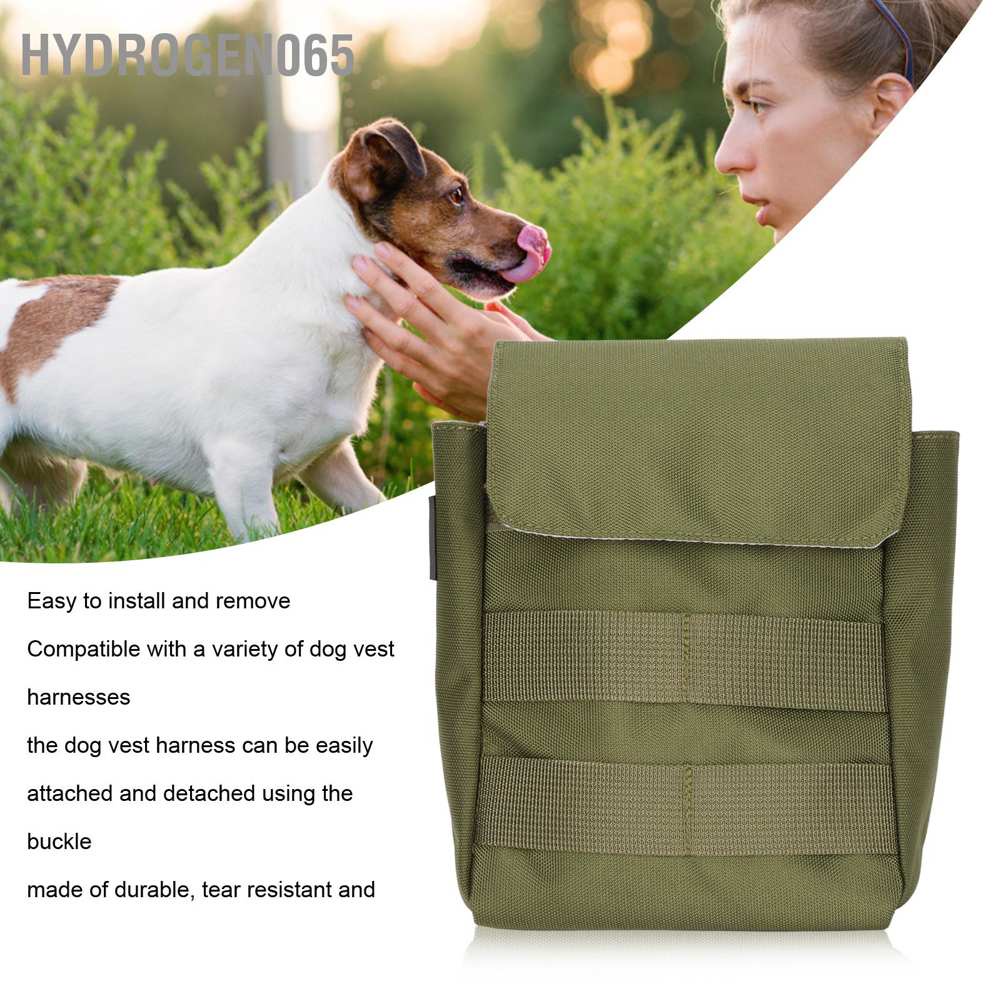 Hydrogen065 Dog Vest Bag Waterproof Hand Free Saddle Backpack for Training Hiking Camping Long Walks ArmyGreen