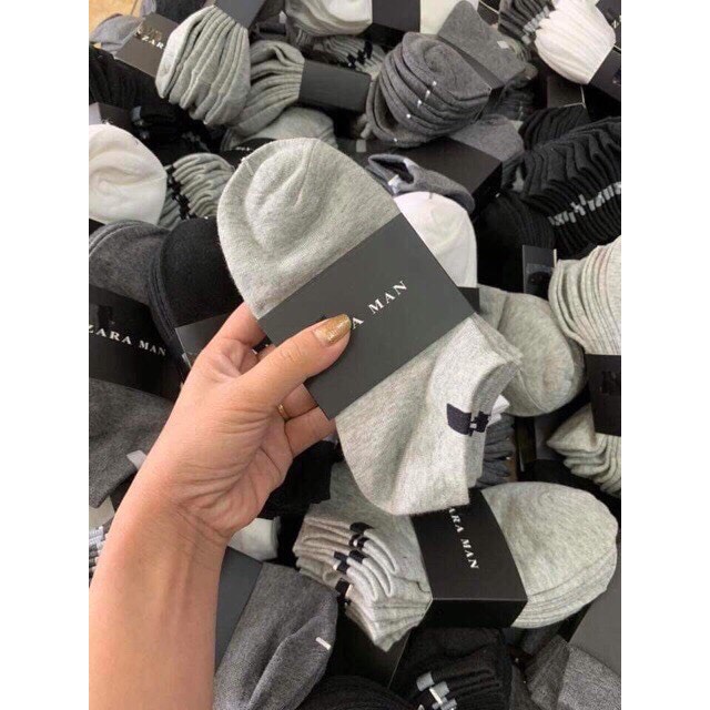Tất Nam Nữ ZARA Trơn Cổ Ngắn Vớ Nam Thời Trang Cao Cấp Chất Cotton 100% Co Giãn Thấm Hút Kháng Khuẩn Cực Tốt