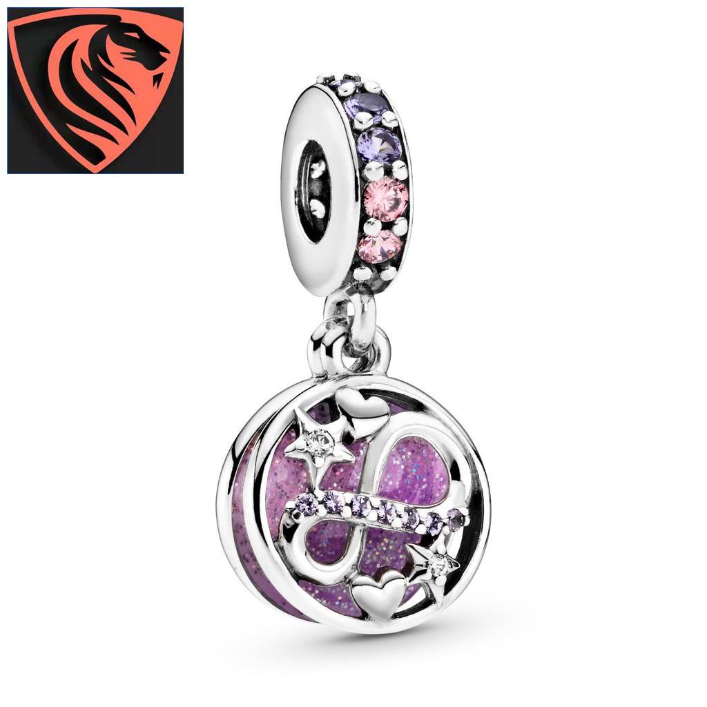 PANDORA Mặt Dây Chuyền Mạ Bạc 925 Hình Trái Tim Chia Đôi Khắc Chữ Độc Đáo DIY