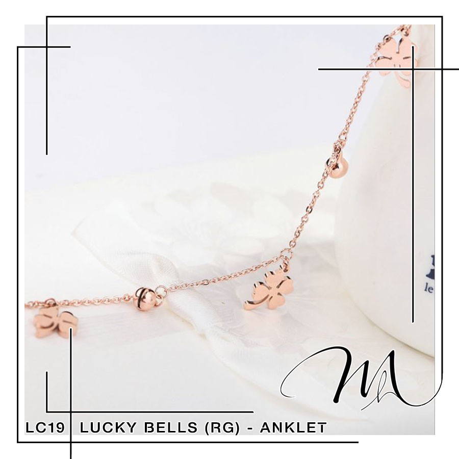 Lắc chân nữ có chuông lục lạc phối cỏ bốn lá may mắn dễ thương Titan không gỉ - LC19 | BigBuy360 - bigbuy360.vn