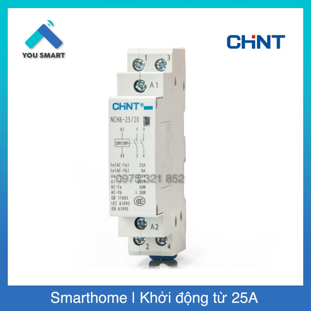 Hàng Hot Khởi động từ Chint 25A bật tắt thiết bị công suất cao cho smarthome