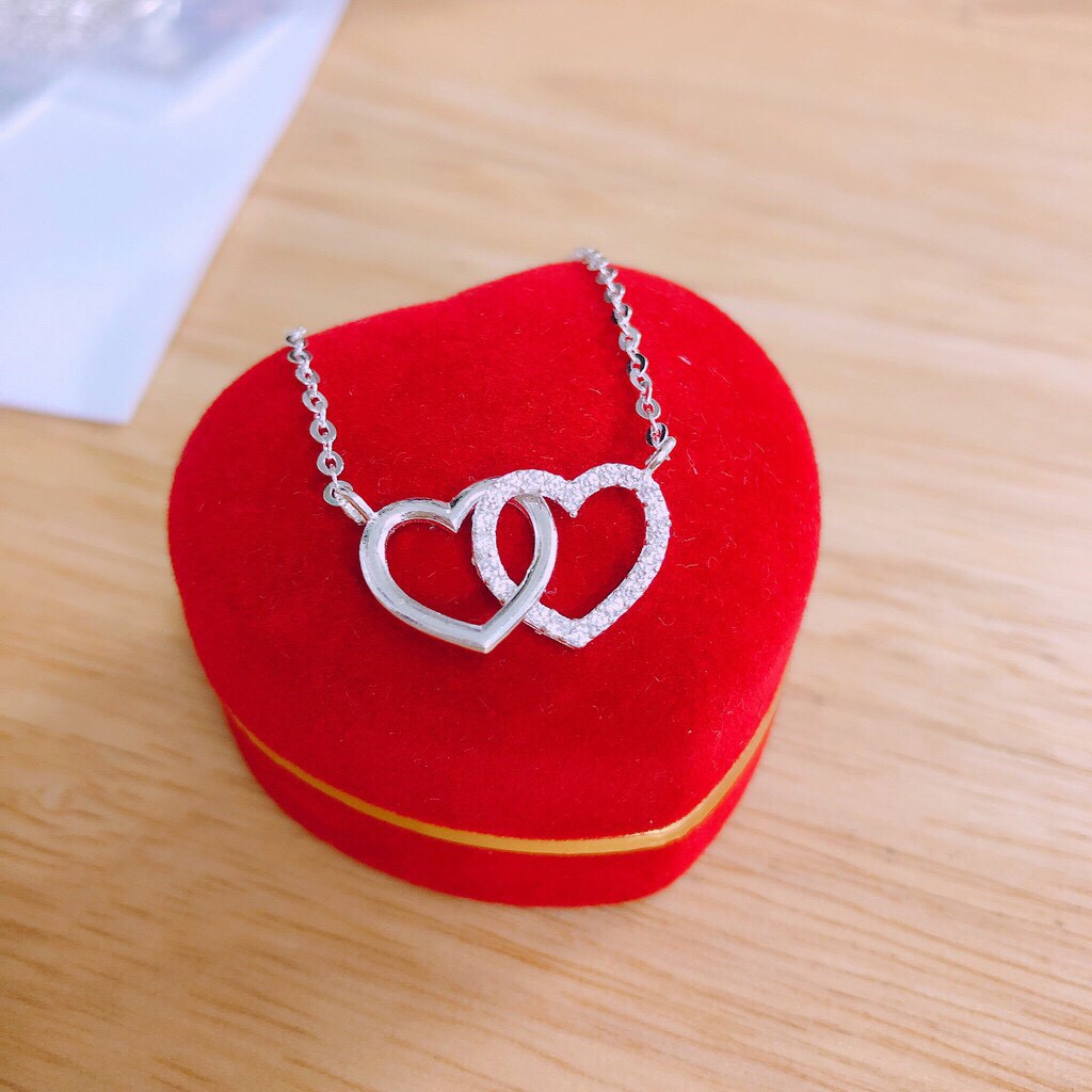 Dây chuyền nữ bạc thật mặt tim lồng xinh xắn LINH MIU SILVER