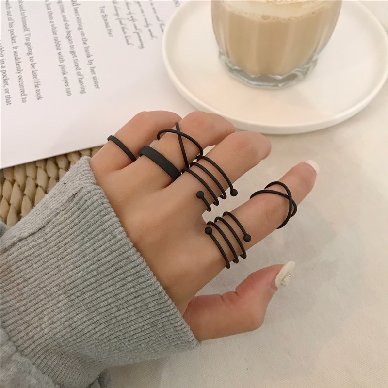 Set 6 nhẫn kim loại đơn giản thời trang dành cho nữ