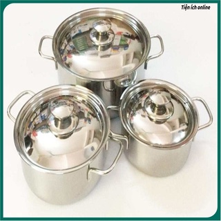 Bộ 3 nồi inox sharp cao cấp kích thước 16 18 24cm-bộ nồi sharp