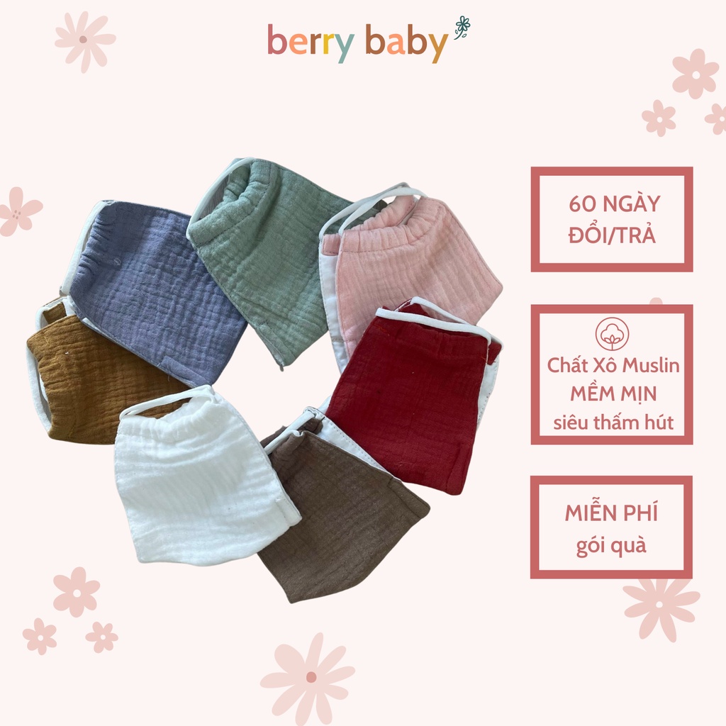 Khẩu trang trẻ em BERRYBABY vải xô muslin mềm mịn cho bé