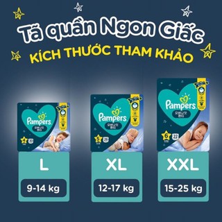 Tã quần Pampers ngon giấc L30 xl26 xxl22 miếng