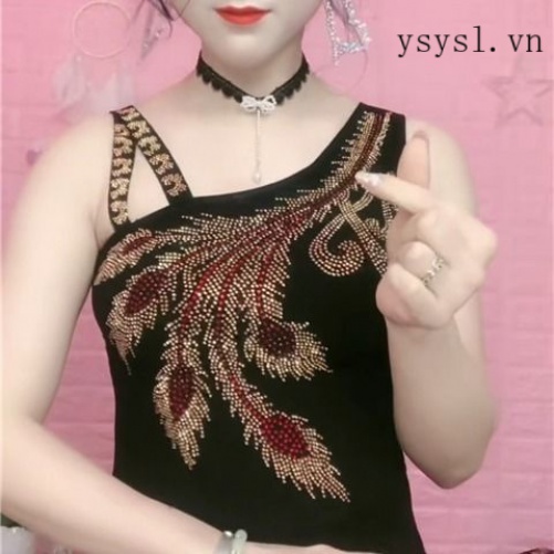 Áo Hai Dây Dáng Ôm Đính Kim Cương Giả Phong Cách Châu Âu Hàng Mới 2022