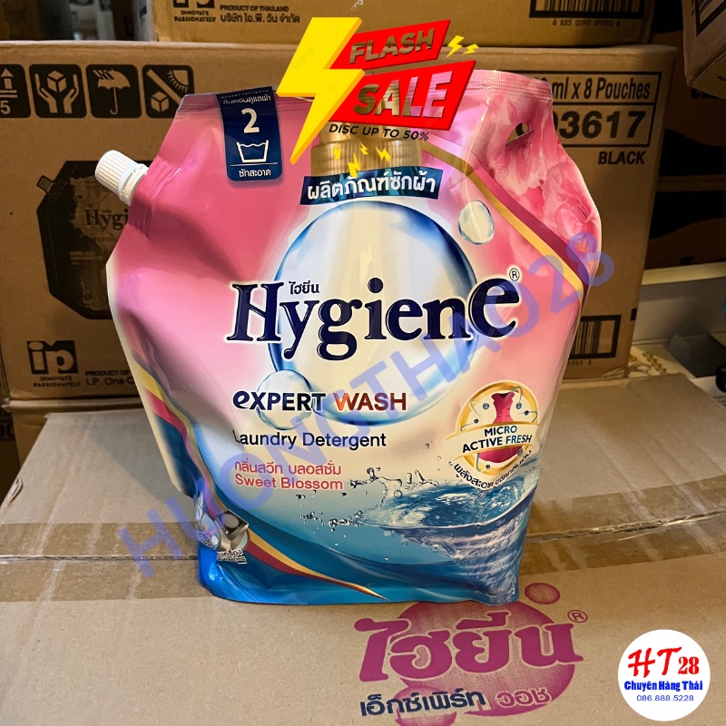 Nước giặt Thái Lan Hygiene Expert Wash túi 1800ml kết hợp xả vải giúp áo quần thơm lâu hàng chính hãng