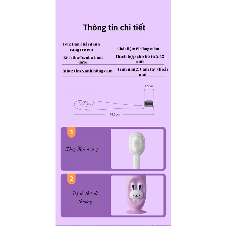 Bàn Chải Đánh Răng Cho Bé  Đánh Răng Sợi Lông Tơ Siêu Mềm (2_ 12 Tuổi) N2004- 2Ngân shop