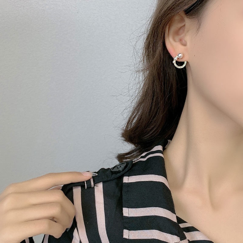 Khuyên tai mạ bạc đính hạt ngọc trai nhân tạo thời trang 2023 dành cho nữ