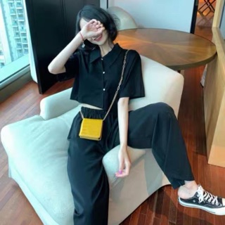 Set Croptop + Quần ống rộng dài (Pass New 100%)
