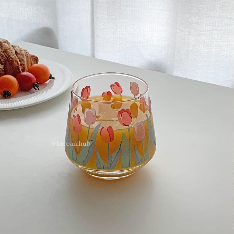 LY CỐC THỦY TINH TULIP PHONG CÁCH HÀN QUỐC