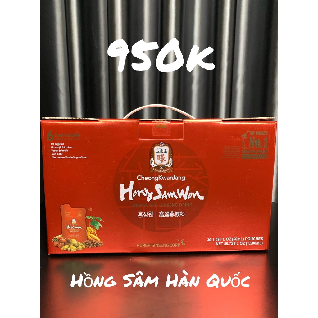 [ ĐỦ BILL STORE + AIR] Nước Hồng Sâm Hàn Quốc - Hong Sam Won Cheong Kwan Jang 30 gói 50 ml _ Live mua hàng tại Mỹ