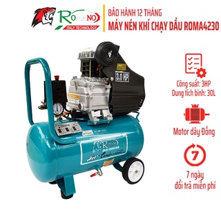 Máy nén khí chạy dầu ROMANO ROMA4230 dung tích 30L, công suất 3HP TẶNG kèm bình dầu
