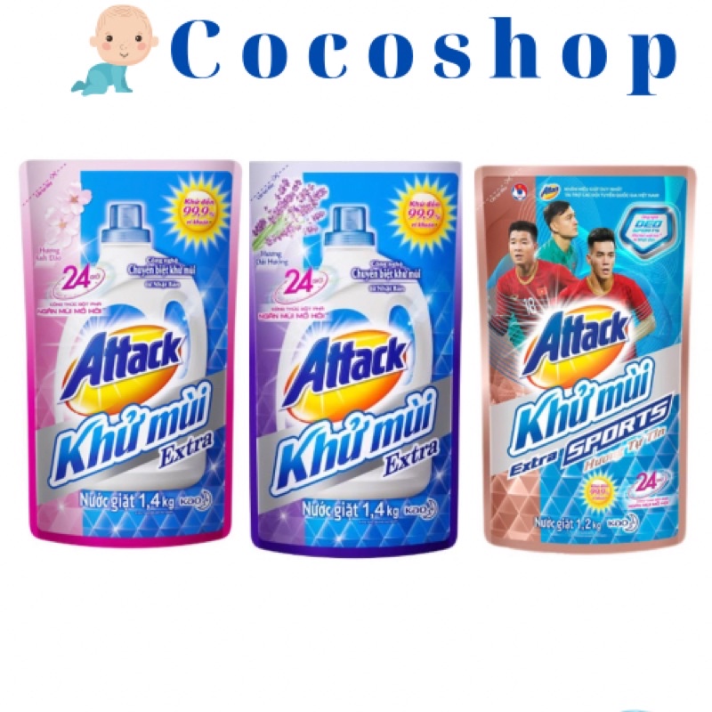 Nước giặt khử mùi Attack hương Anh Đào/ Oải Hương - 1.4kg