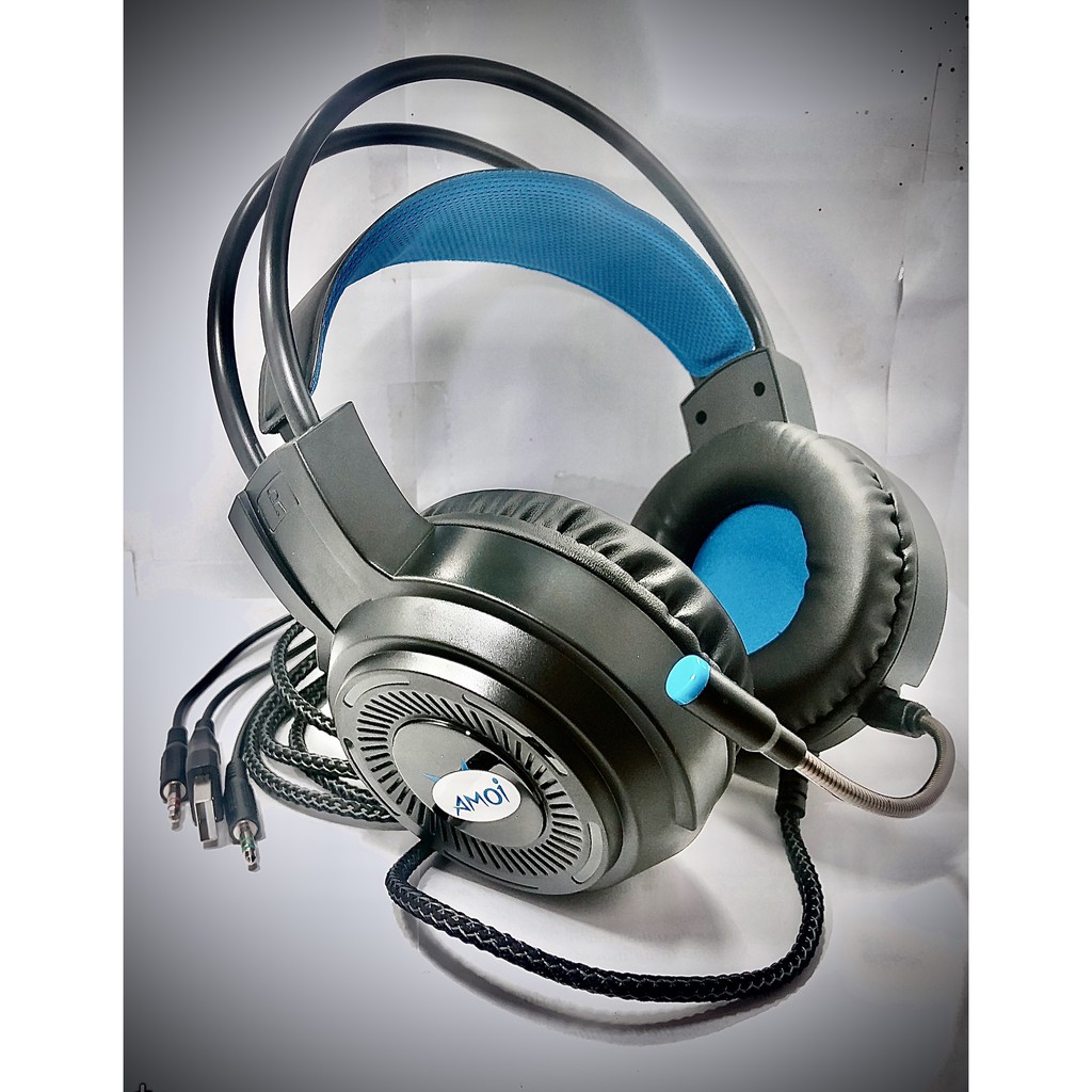 Tai nghe chụp tai có mic AMOI PC68, có dây LED nhiều màu, âm thanh sắc net, siêu bass, chuyên chơi game