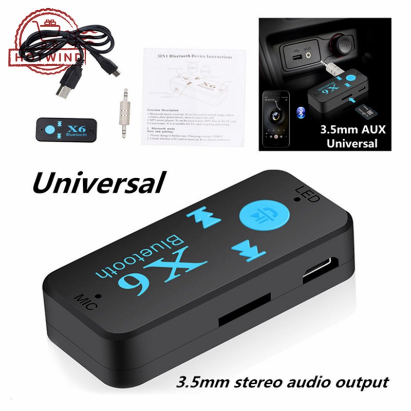 USB bluetooth không dây HW hỗ trợ khe cắm thẻ TF