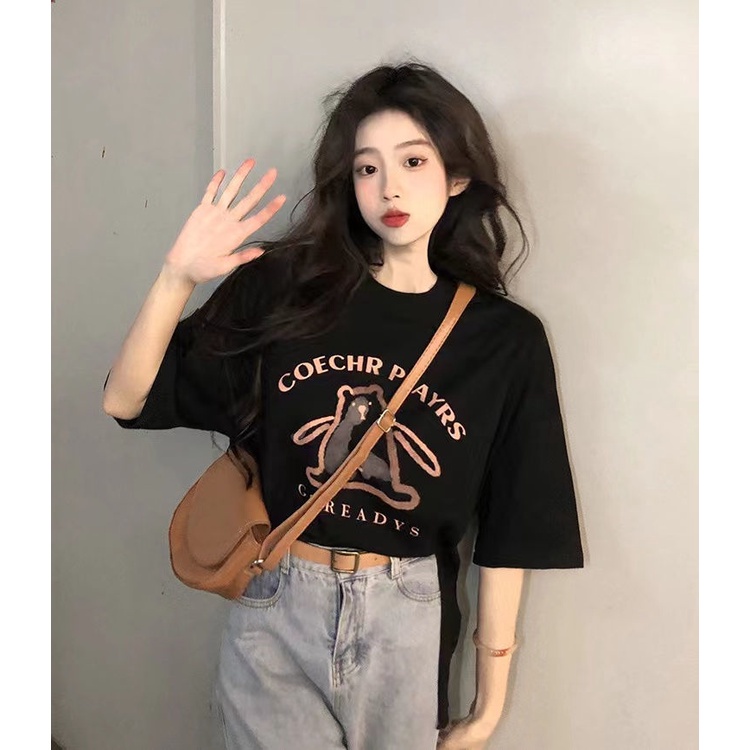 Áo Thun Cotton Mỏng Dáng Rộng Tay Ngắn Phong Cách Hàn Quốc Thời Trang Mùa Hè Mới 2022 Dành Cho Bạn Nữ