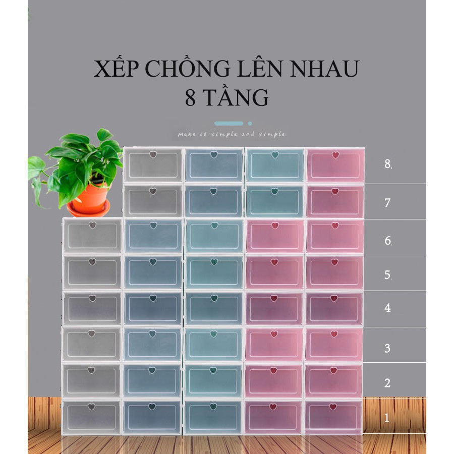 Combo 10 Hộp Giày Nắp Nhựa Cứng Màu Trắng, Hộp Giày Lắp Ráp Thông Minh Tặng Quà Tặng Xinh Xắn