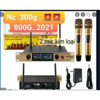 MICRO không dây  sh -chính hãng  800g 2021 2 thân mic kim loại chú hú tốt 200w 500w