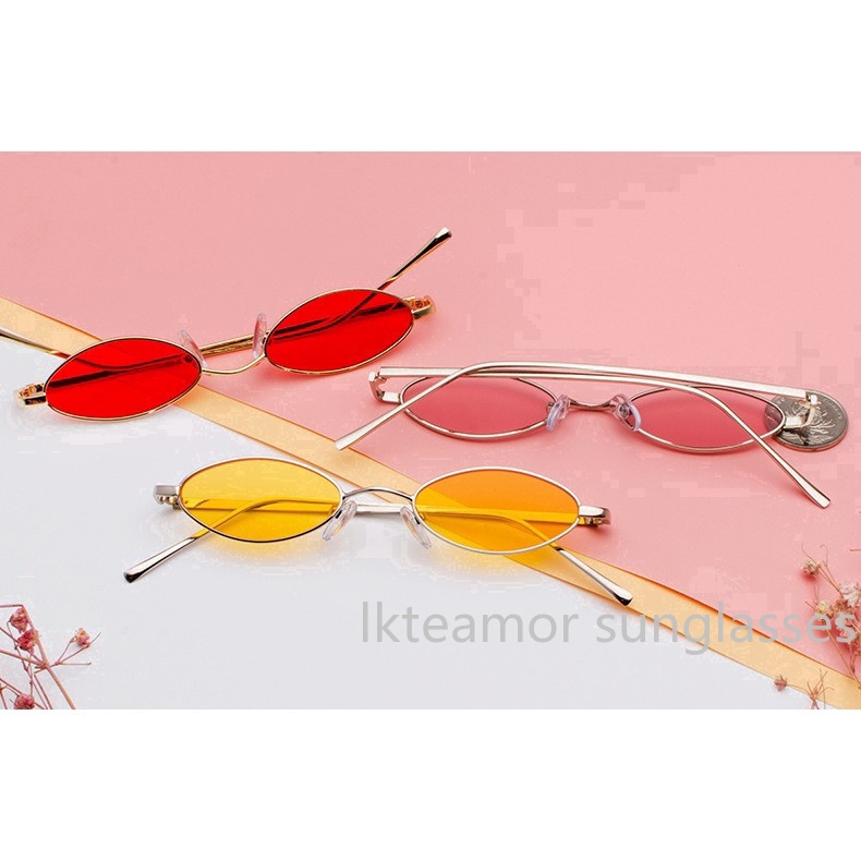 Kính mát cho nam gọng kim loại hình bầu dục nhỏ xinh phong cách cổ điển