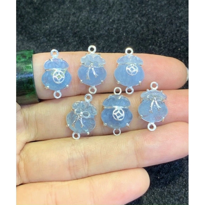 Charm mix vòng túi tiên các loại đá phong thủy đã bọc bạc