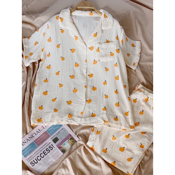 Bộ pịama cộc bộ mặc nhà chất xô muslin cao cấp 2023 đồ bộ cực mát