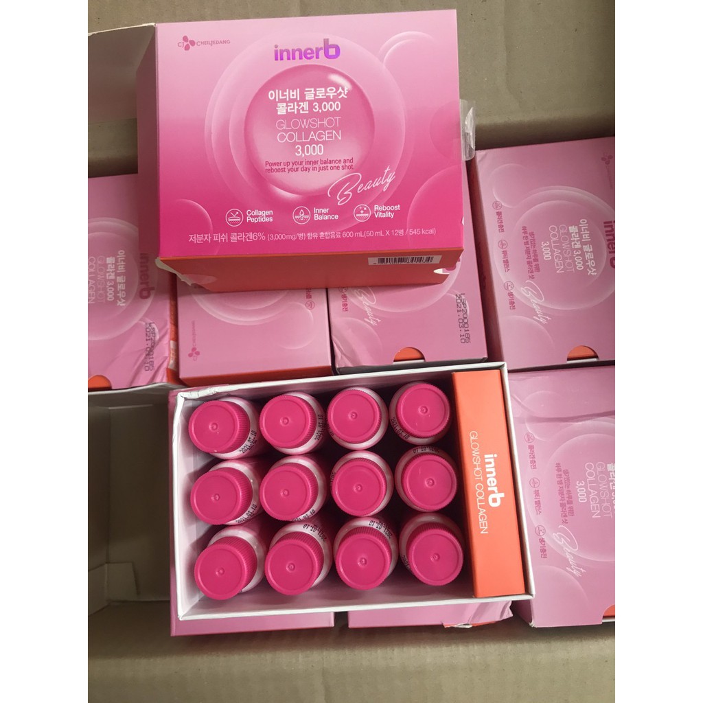 [chuẩn auth] 12 chai Nước uống CJ COLLAGEN INNERB GLOWSHOT 3000 Hàn Quốc