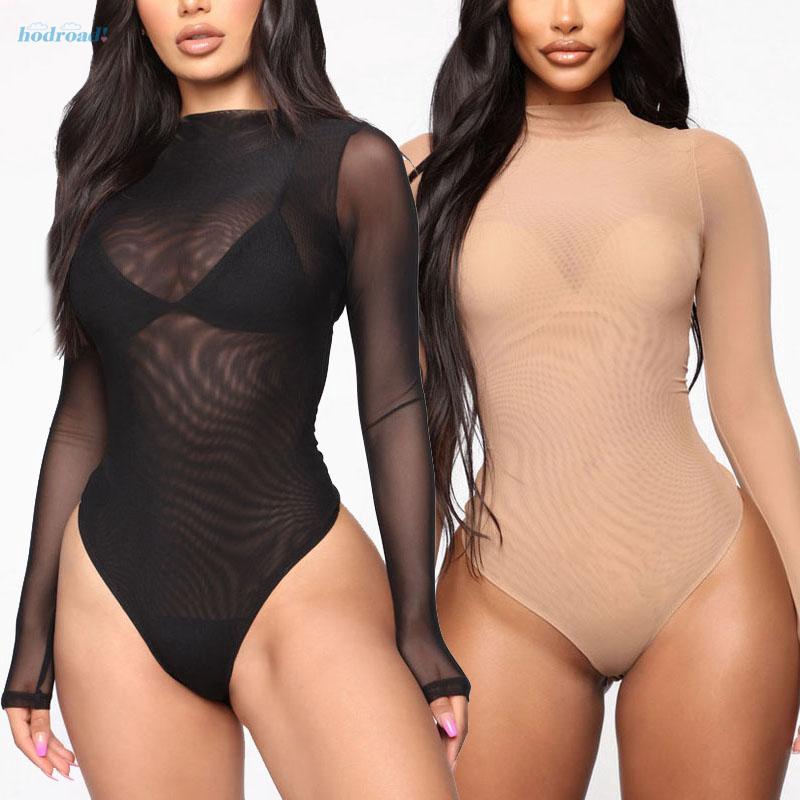 Bodysuit Tay Dài Xuyên Thấu Gợi Cảm Cho Nữ