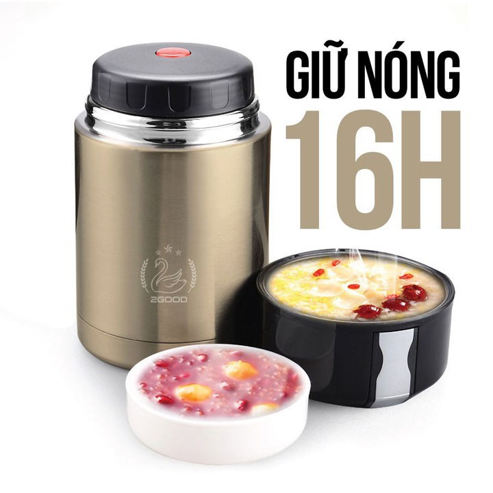 Bình Ủ Cháo Cao Cấp Có Quai Xách Rút Gọn 1000ml, 800ml Tiện Dụng Với Thời Gian Giữ Ấm Lâu