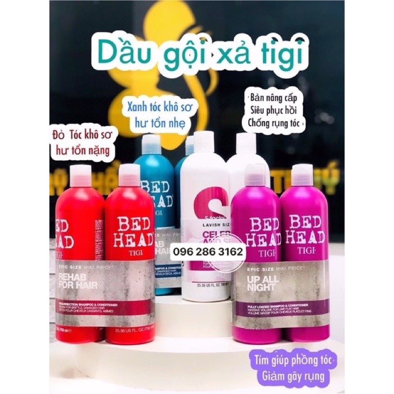 ( CHÍNH HÃNG ) Cặp Dầu Gội Xả TIGI 750ml - Tigi đỏ, tigi xanh, tigi tím, tigi trắng, tigi catwalk