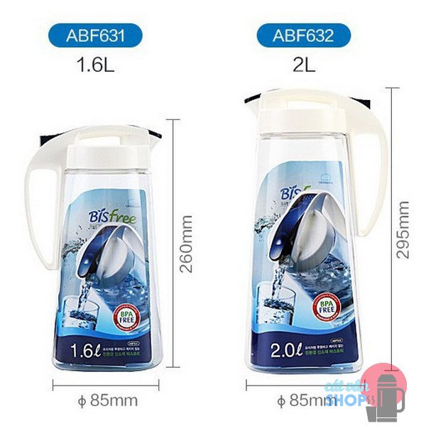 [Có Video] Bình nước nhựa Tritan Lock&amp;Lock Bisfree One Touch dung tích 1.6L/2L ABF631 ABF632