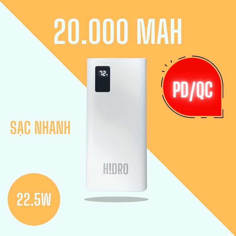 Pin dự phòng 20000 Mah sạc nhanh 22,5w H!dro