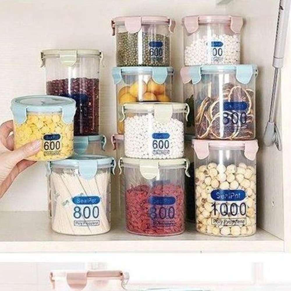 Set 3 hộp nhựa đựng thực phẩm, nắp cài viền cao su chắc chắn, chia vạch ở thân hộp (600 - 800 - 1000ml)