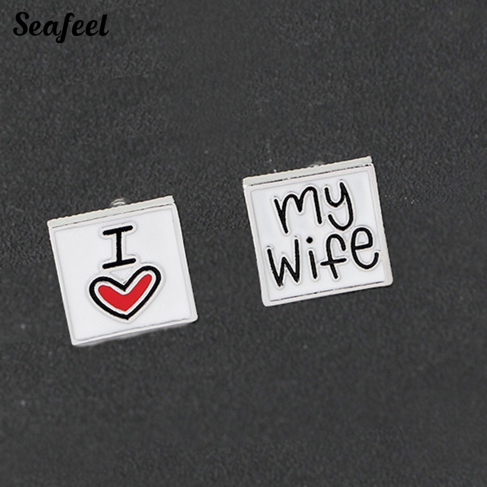 SF ✥1 Pair Fashion Men I Love My Wife Cufflinks Groom Party Shirt Accessory