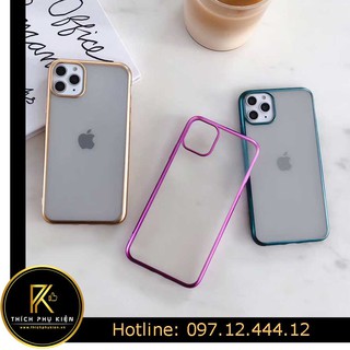 Ốp nhám chống bẩn ko bám vân tay iP 7/8Plus/X/Xs/Xr/Xs Max/11/Pro/Pro Max Viền màu mềm