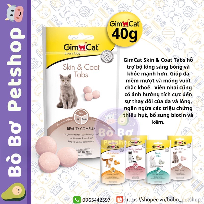 GimCat Malt Tabs - Viên snack hỗ trợ tiêu búi lông cho mèo