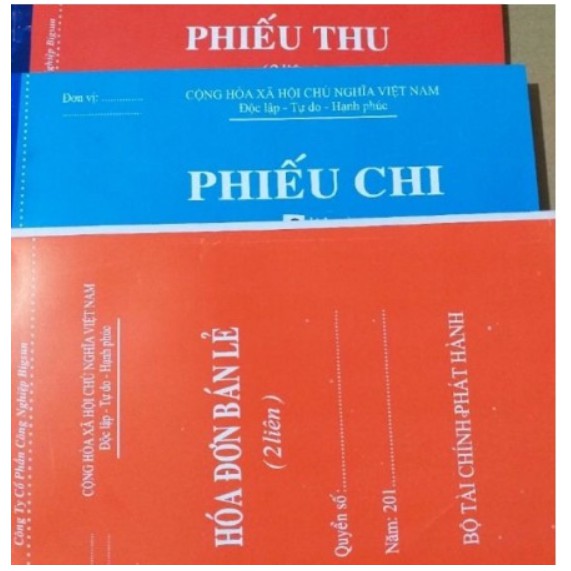 Phiếu thu, phiếu chi, hoá đơn 2 liên