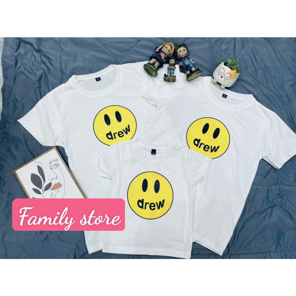 Mẫu áo đồng phục gia đình drew dễ thương, ngộ nghĩnh 3/4/5 người giá rẻ.Family store