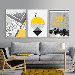 Tranh treo tường Canvas trang trí bộ trừu tượng 40x60 (3 tấm ) kèm theo khung