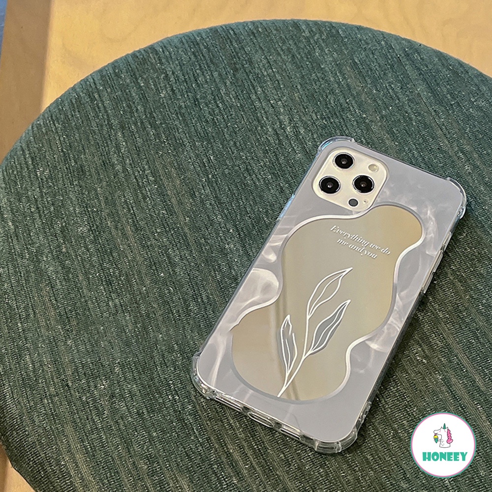 Ốp điện thoại TPU dẻo gắn gương trang điểm hình lá Hàn Quốc cho iPhone 13 12 11 Pro Max X XS XR 7 8 Plus | BigBuy360 - bigbuy360.vn