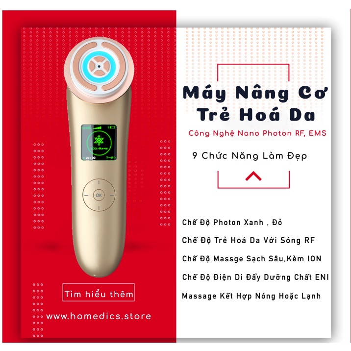 Máy Nâng Cơ, Đẩy Dưỡng Chất Trẻ Hoá Da Thông Minh, Nanotime F81E HTBeauty Công Nghệ Nhật Bản kết nối app thông minh